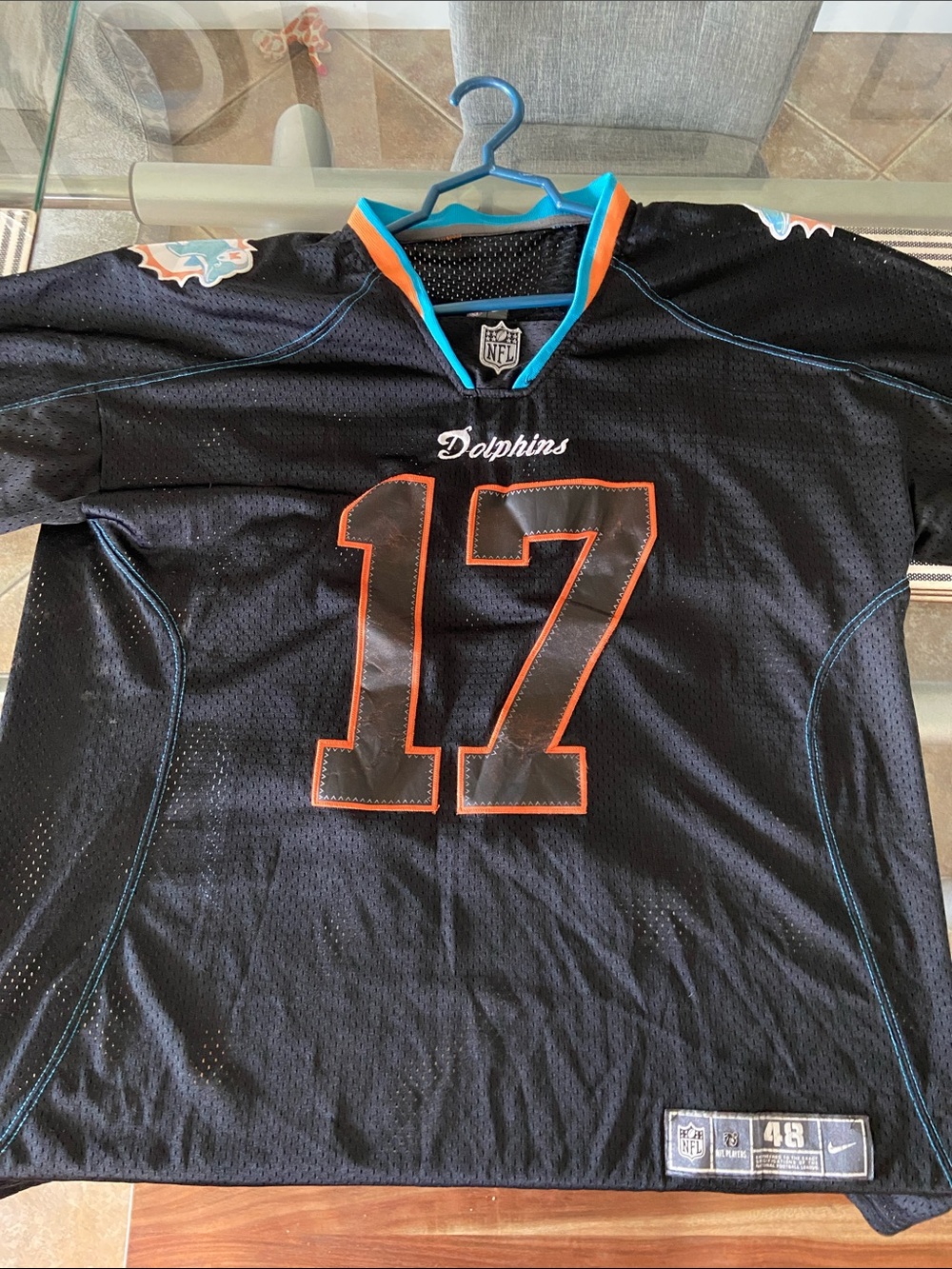 NFL Black Miami Dolphins Jersey #17 with Orange Trim